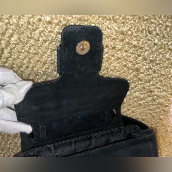 Ferragamo Black Suede Bag with Silver Clasp - Picture 6 of 16